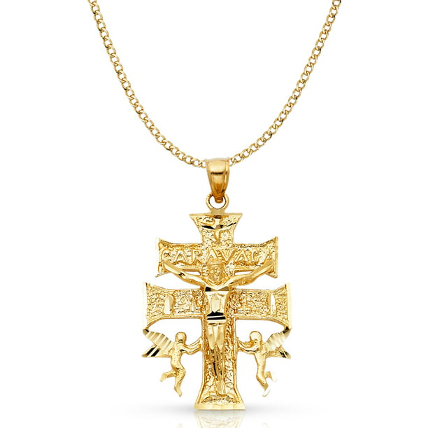 Caravaca Cross Pendant 18k Gold Plated with 20 inch  Chain Caravaca Necklace 